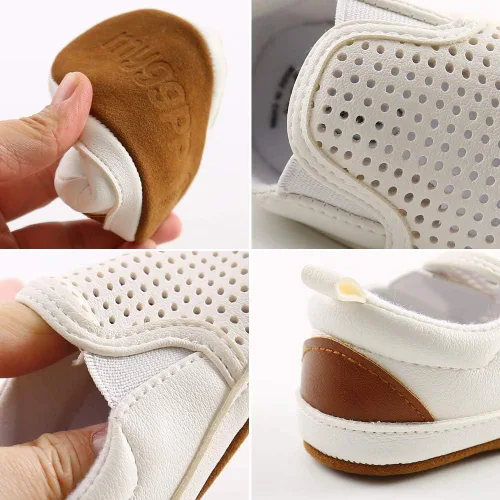Miniatura 5 de Meckior - Zapatos para recién nacidos tipo mocasines de lona con suela suave para recién nacidos bebés niños y niñas que estén dando sus primeros