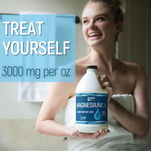 Miniatura 5 de Aceite de magnesio puro, tamaño a granel, 64 onzas, para uso con copos de baño de magnesio para remojar o rellenar el espray de aceite de magnesio
