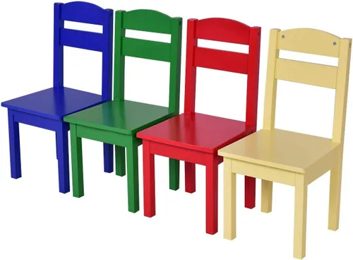 Miniatura 8 de Costzon - Juego de mesa y silla para niños, 5 piezas de mesa de actividades de madera y sillas para manualidades, tareas escolares, hora del Multi