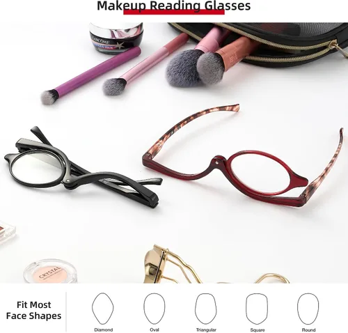 Miniatura 6 de JM 2 pares de anteojos de lectura de maquillaje con aumento abatible para mujeres +1.0