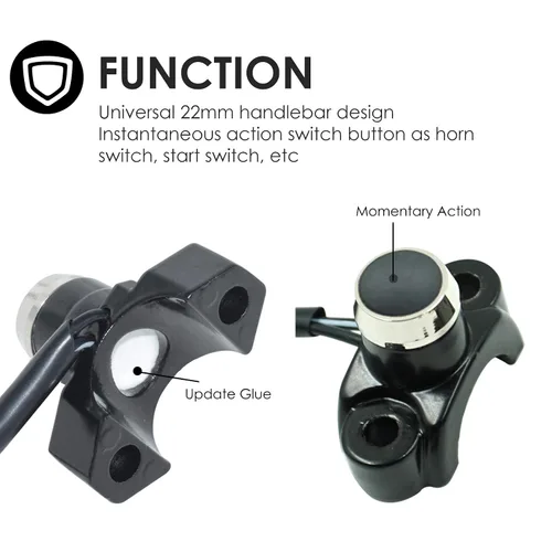 Miniatura 5 de Interruptor de control de manubrio de motocicleta de aluminio, botón de claxon y arranque de acción momentánea de 7/8 pulgadas con dos conectores