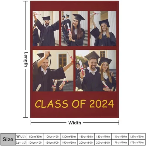 Miniatura 5 de Manta personalizada con fotos/texto, manta personalizada con imagen, regalos de graduación para la clase de 2024, regalos conmemorativos