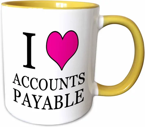 Miniatura 10 de 3dRose I Love Accounts Payable - Taza negra de dos tonos (11 onzas), color rosa