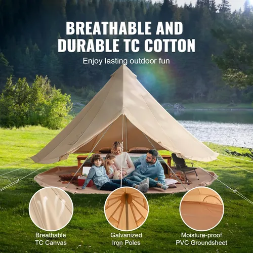 Miniatura 3 de Happybuy Tienda de campaña de lona – 4 estaciones transpirable 100% algodón lona Yurt – con estufa Jack, tienda de campaña glamping de lujo