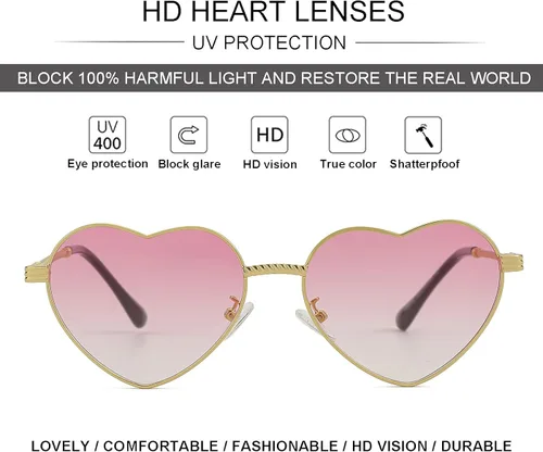 Miniatura 3 de NIDOVIX Lindos lentes de sol de corazón para mujer marco de metal de moda lentes de protección UV400