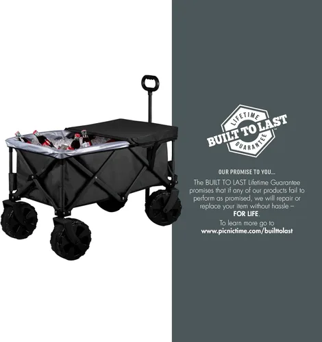Miniatura 5 de PICNIC TIME NCAA Adventure Wagon Elite - Carro de playa plegable todo terreno con ruedas grandes, tapa superior de mesa y forro suave para enfriar
