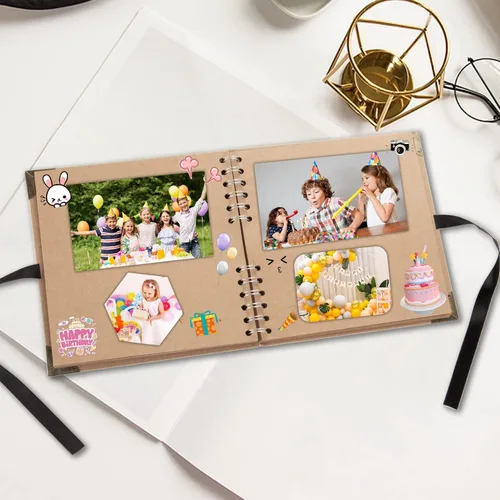 Miniatura 5 de LOYAL BOOK Álbum de recortes (8 x 8 pulgadas) Álbum de recortes de 60 páginas ideal para tus álbumes de recortes DIY, boda y aniversario, álbum