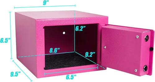 Miniatura 3 de Luwint Caja de seguridad pequeña de acero con cerradura de llave, 0.3 pies cúbicos de seguridad para el hogar para montaje en pared, caja de bloqueo