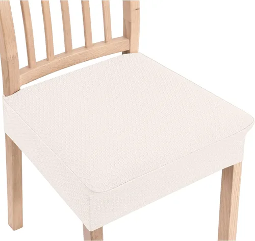 Miniatura 28 de Smiry Juego de 4 fundas de asiento elásticas de jacquard para sillas de comedor, extraíbles y lavables, sin fundas traseras, color gris pardo