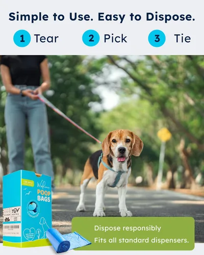 Miniatura 7 de Wooflinen Home Bolsas compostables para excrementos de perro – Rollos de bolsas para excrementos de perro a prueba de fugas – Grandes 9 x 13
