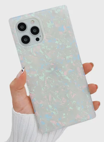 Miniatura 11 de Funda compatible con iPhone 13, borde rectangular, bonita funda protectora de lujo con diseño de flores al óleo para mujeres y niñas, funda