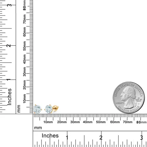 Miniatura 48 de Gem Stone King Aretes de Martini de oro amarillo de 14 quilates Aretes de tuerca de 3 puntas para mujeres y hombres Redondos de 0.236 pulgadas