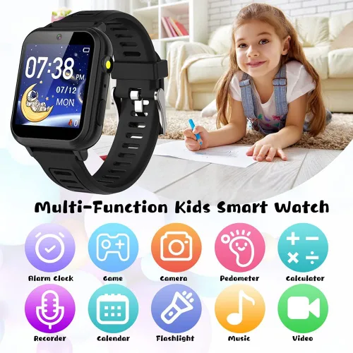 Miniatura 7 de Reloj inteligente para niños, reloj inteligente de 24 juegos para niños, relojes inteligentes de moda para niños de 3 a 14 años, gran regalo