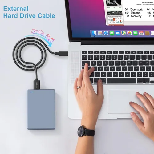 Miniatura 3 de Cable micro B a USB C, cable de disco duro externo USB 3.1 Gen1 5Gbps cable de repuesto de cámara de transferencia de datos compatible con Seagate