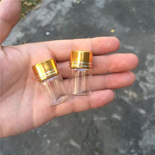 Miniatura 5 de 24 botellas de cristal de 0.2 fl oz con tapas de rosca de aluminio dorado vacías aceite esencial azafrán píldora polvo líquido joyería frascos