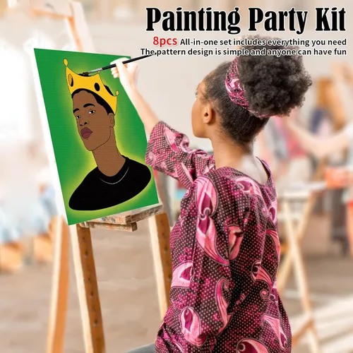 Miniatura 3 de Paquete de 8 lienzos predibujados para pintar para adultos, suministros para fiestas de pintar y beber, juego de pintura en lienzo para artistas