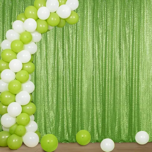Sugargirl Cortina tipo telón de fondo de lentejuelas color verde manzana, 4 x 8 pies, con purpurina, fondo verde manzana, telón de fondo brillante