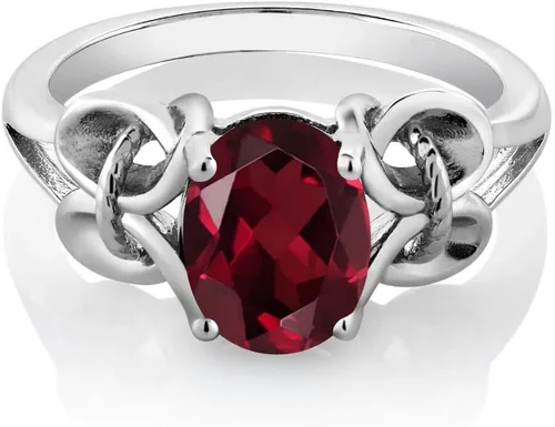 Miniatura 131 de Gem Stone King Anillo de compromiso ovalado con piedra natal para mujer, plata de ley 925, ovalado de 0.354 x 0.276 in, anillo de compromiso