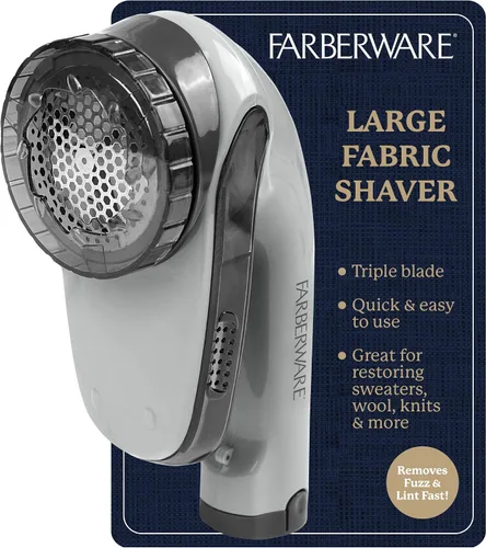 Miniatura 8 de Farberware - Afeitadora de tela grande para quitar pelusas, funciona con pilas, con cuchillas triples para ropa, afeitadora de suéter para quitar