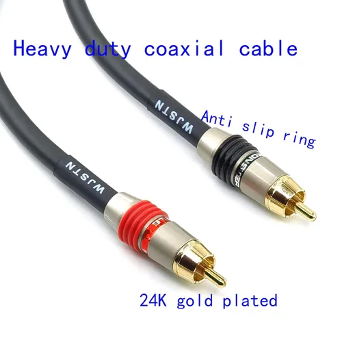Miniatura 5 de WJSTN Cable de audio RCA a RCA, cable de subwoofer, cable de audio coaxial digital RCA macho a RCA macho, cable blindado doble, color negro, paquete