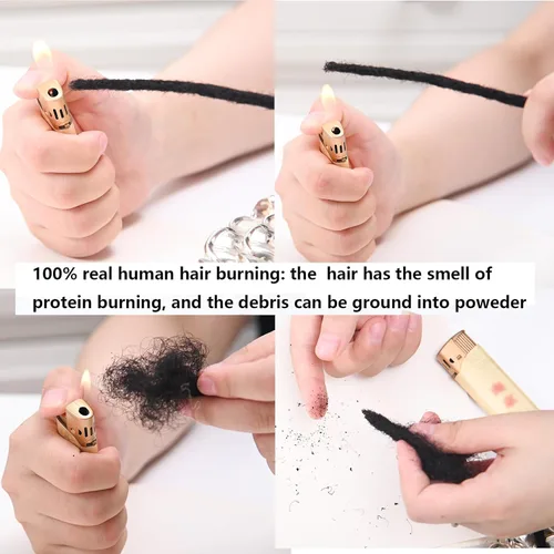 Miniatura 4 de Extensiones Loc de 10 pulgadas de grosor de cabello humano de 10 pulgadas, 10 hebras, extensiones de rastas de cabello humano para mujeres