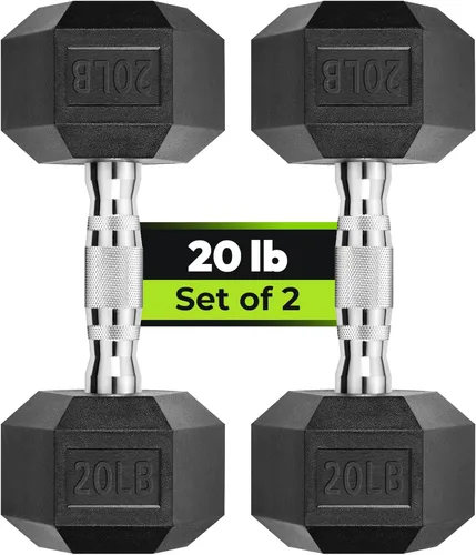 Miniatura 38 de HANDBODE Juego de 2 mancuernas hexagonales de 2.5 a 65 libras con revestimiento de goma, mancuernas para ejercicio y fitness, peso de mano