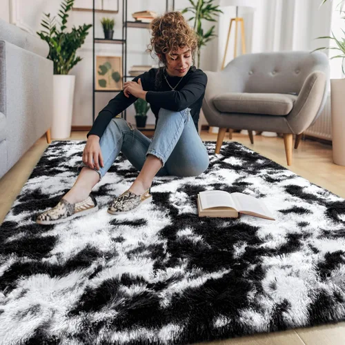 Miniatura 8 de EVOIONOS - Alfombra redonda gris para dormitorio, 5x5 pies; alfombras circulares suaves y esponjosas para sala de estar, alfombras de felpa peludas
