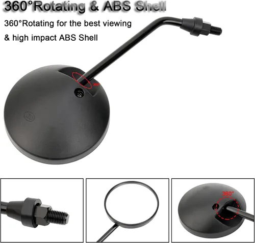 Miniatura 6 de AHL Espejos laterales retrovisores universales para motocicleta de 0.394 in, mango de barra lateral lateral de aluminio para Honda Suzuki Yamaha