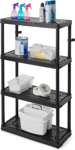Miniatura 8 de Gracious Living Estantería de almacenamiento de uso medio con 4 estantes, ventilada, de altura fija, sistema organizador de 14 x 32 x 54.5 pulgadas