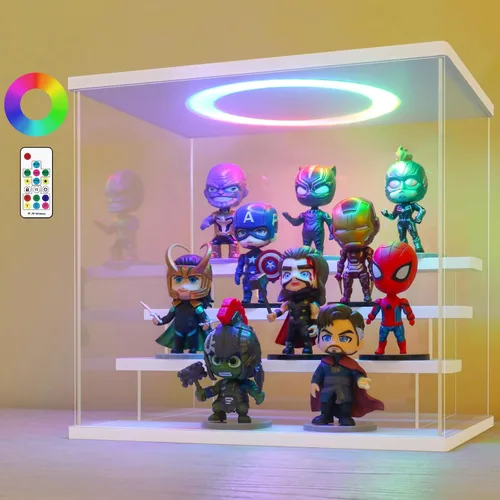 Miniatura 39 de LANSCOERY vitrina acrílica con iluminación LED, caja de exhibición de 5 niveles para coleccionables y figuras de acción, organizador transparente a