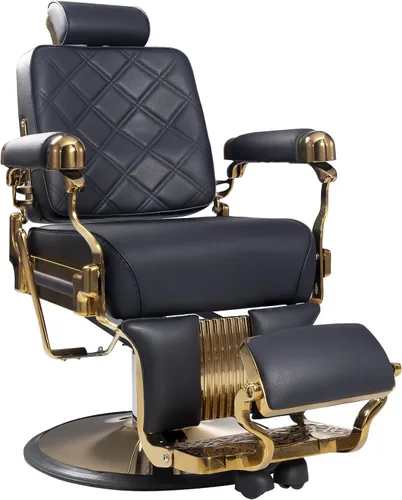 MYS - Silla de peluquería vintage reclinable, hidráulica de alta resistencia, capacidad de 550 libras, respaldo ajustable de 160°, cuero resistente