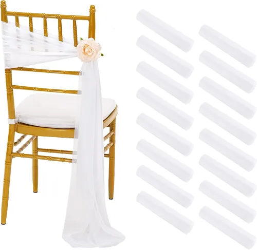 Miniatura 14 de Fanqisi 16 cintas para sillas con cintas de 8 pies de largo, cortinas de tela suave para decoración de bodas, iglesias, sillas, pasillos
