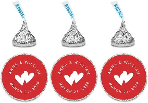 Miniatura 26 de Andaz Press Etiquetas personalizadas de gota de chocolate para boda, nombres y fecha redondos de novios, azul bebé, paquete de 240, personalizadas