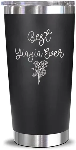 Vaso de Yiayia con texto en inglés "Best Yiayia Ever", taza Yiayia, regalo para el día de la madre, taza de café Yiayia, vaso de acero inoxidable de