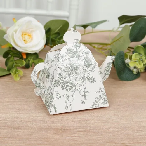 Miniatura 7 de Efavormart - Paquete de 12 bolsas de regalo de fiesta de té floral vintage de 6 x 7 x 3 pulgadas, bolsas de papel con asas de cinta para recuerdos