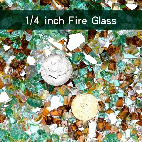 Miniatura 3 de Onlyfire 10 libras de cristales de fuego reflectantes mezclados para chimenea, hogueras y paisajismo, piedras de cristal de fuego de ½ pulgada
