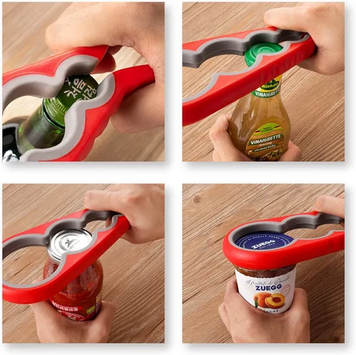 Miniatura 4 de Astofli Paquete de 5 abridores de tarros para personas mayores con artritis, abridor de tapas de giro fácil para abrir frascos con 2 agarradores