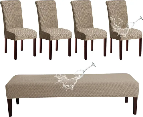 Miniatura 11 de HAOYONG Funda para Silla de Comedor con Estampado, Funda Desmontable Lavable para Silla Parsons, Protector de Asiento Desmontable para Comedor, 15
