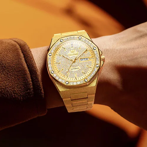 Miniatura 4 de OLEVS Relojes automáticos para hombre, cuerda automática, mecánico, de negocios, vestido de lujo, acero inoxidable, impermeable, luminoso, reloj