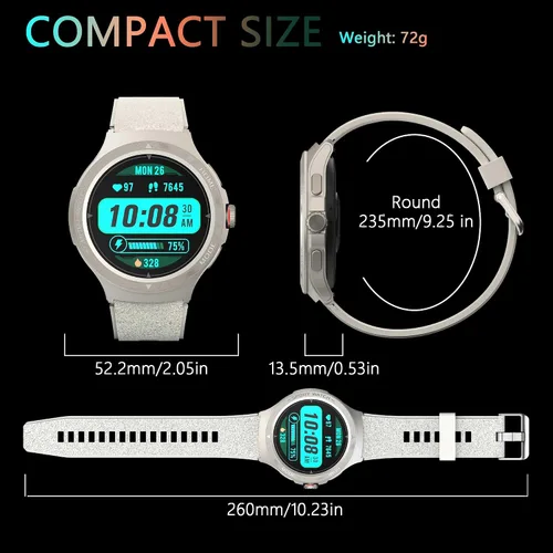 Miniatura 7 de Reloj inteligente militar con monitor de frecuencia cardíaca, brújula, linterna, GPS, reloj inteligente de 1.43 pulgadas con más de 170 modos