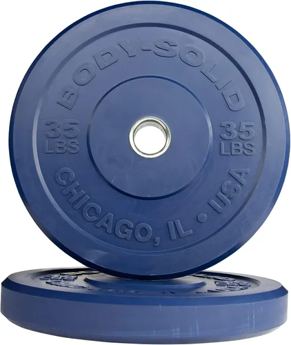 Miniatura 3 de Body-Solid Placa de parachoques olímpica: placas de peso de goma, placas de parachoques olímpicos, placas de barra, pesas de parachoques