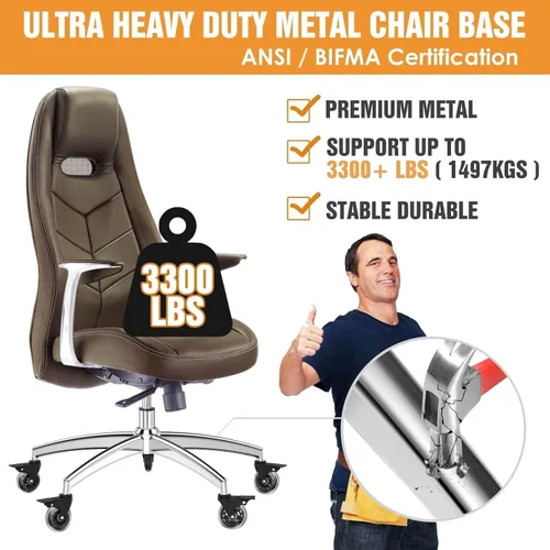 Miniatura 3 de Repuesto de base para silla de oficina (3300 libras) – Reemplazo de base de sillas de oficina de aleación resistente, patas de metal reforzadas