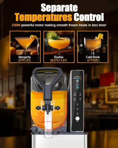 Miniatura 3 de Máquina de Granizado para el Hogar, Máquina de Margarita de 0.8 Galones para Granizado de Daiquiri Limón-Lima, Sin Hielo Necesario, Máquina