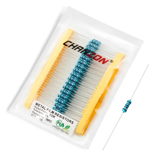 Miniatura 63 de Chanzon - 100 resistencias de película metálica 1/2 W (0.5 W) 10 Ω ohmios ±1% de tolerancia 10R MF, resistencias de agujero pasante con limitación