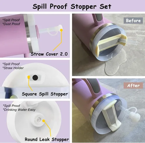 Miniatura 5 de Stanley - Juego de accesorios para tazas, incluye 2 fundas para popote de 0.4 pulgadas, 1 tapón de silicona a prueba de derrames, 1 dije de mango