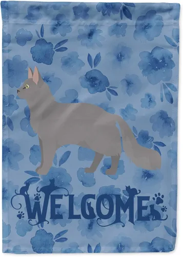 Miniatura 144 de Caroline's Treasures CK4813CHF - Bandera de bienvenida con gato abisinio azul, manga grande, para porche, para colgar en la pared, poliéster