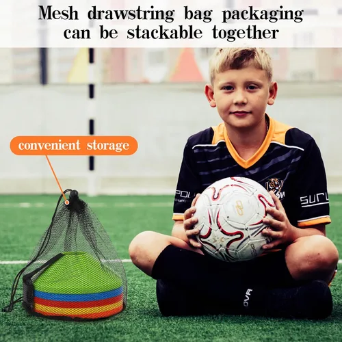 Miniatura 7 de Paquete de 15/25/30/50 conos de fútbol con bolsa de malla y correa-conos de fútbol para entrenamiento deportivo, fútbol, baloncesto, ejercicios