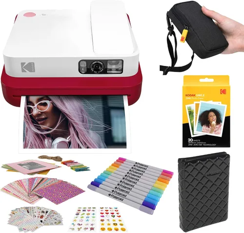 Miniatura 9 de Zink KODAK Smile - Cámara instantánea digital clásica para papel fotográfico Zink de 3.5 x 4.25 pulgadas, Bluetooth, imágenes de 16MP (rojo)