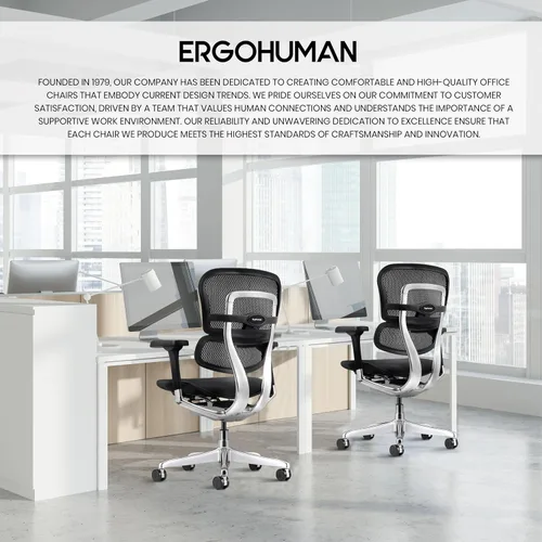 Miniatura 8 de Eurotech Seating Ergohuman Silla giratoria de malla con respaldo medio, color negro
