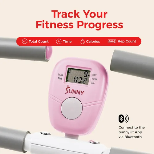 Miniatura 8 de Sunny Health & Fitness Row-N-Ride - Entrenador de sentadillas, equipo de ejercicio plegable y de fácil instalación, resistencia ajustable, para Rosa